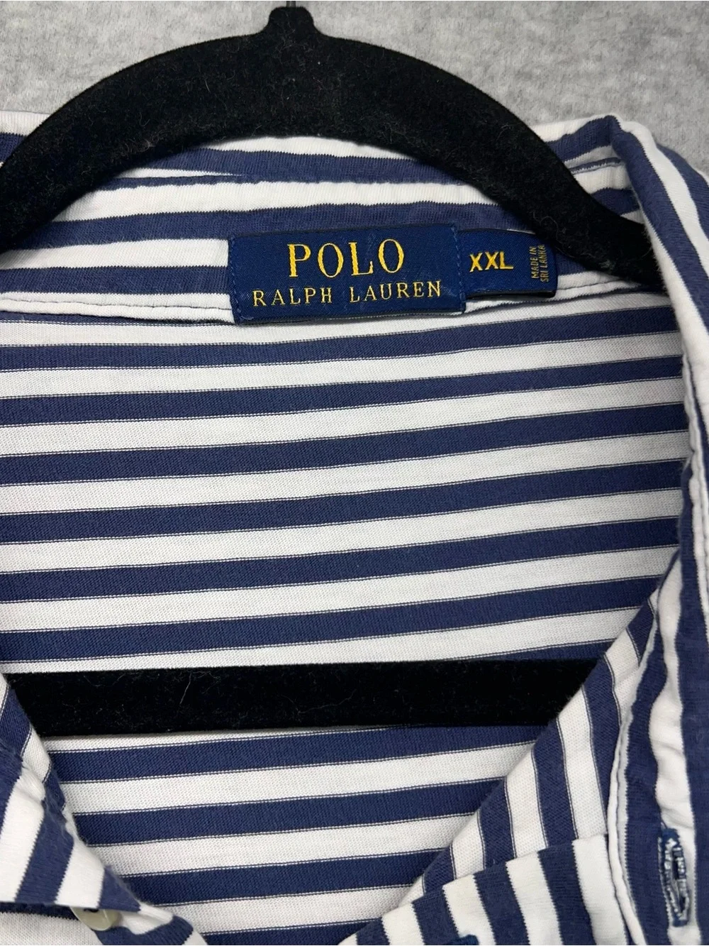 Ralph Lauren Blue and White Horizontal Stripe Polo